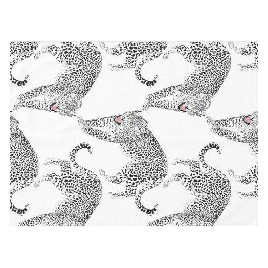 Zwarte witte luipaard tafelkleed (Voorkant (Horizontaal))