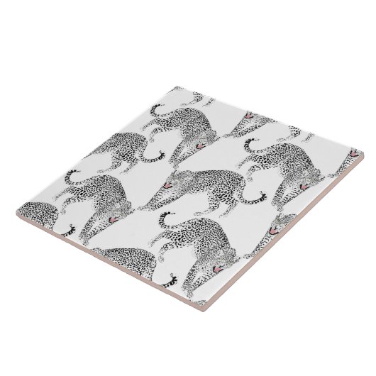 Zwarte witte luipaard tegeltje (Zijkant)