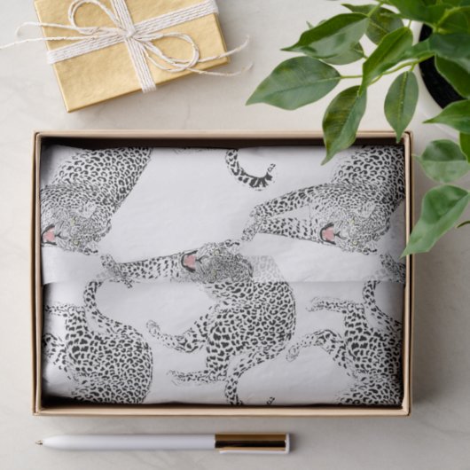 Zwarte witte luipaard tissuepapier (Geschenk)