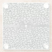 Zwarte witte luipaardprint met boogverjaardag glazen onderzetter (Achterkant)
