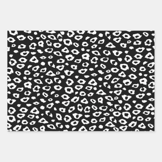 Zwarte witte luipaardprint met boogverjaardag inpakpapier vel (Voorkant 2)