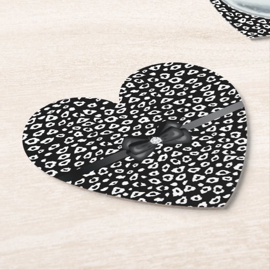 Zwarte witte luipaardprint met boogverjaardag kartonnen onderzetters (Gekanteld)