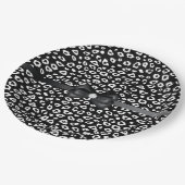 Zwarte witte luipaardprint met boogverjaardag papieren bordje (Gekanteld)