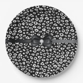 Zwarte witte luipaardprint met boogverjaardag papieren bordje (Voorkant)