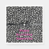 Zwarte witte luipaardprint met boogverjaardag servet (Voorkant)