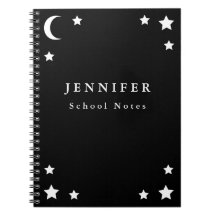 Zwarte & Witte maan & Stars Spiral notebook