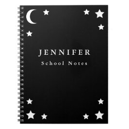 Zwarte & Witte maan & Stars Spiral notebook Notitieboek
