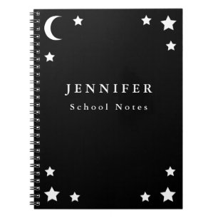 Zwarte & Witte maan & Stars Spiral notebook Notitieboek