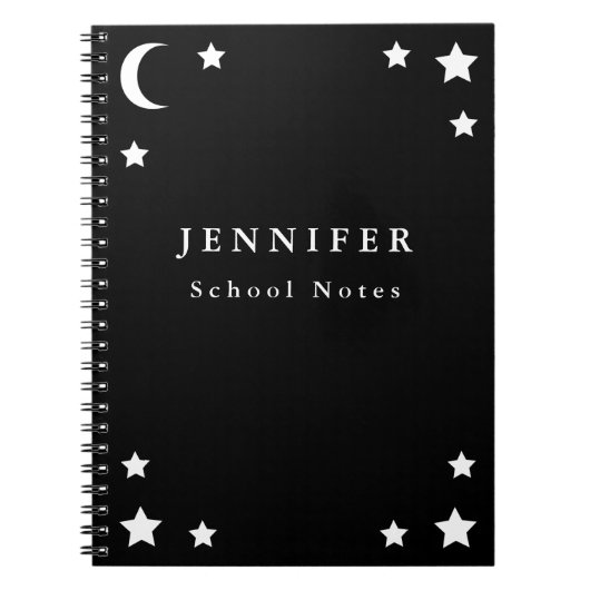 Zwarte & Witte maan & Stars Spiral notebook Notitieboek (Voorkant)