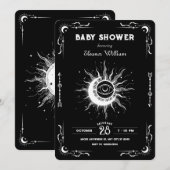 Zwarte witte maan zon tarot hemels baby shower kaart (Voorkant / Achterkant)