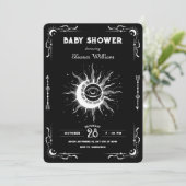 Zwarte witte maan zon tarot hemels baby shower kaart (Staand voorkant)