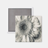 Zwarte witte maisbloem foto magneet (Voorkant / Achterkant)