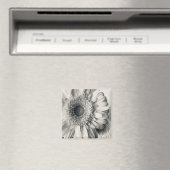 Zwarte witte maisbloem foto magneet (Insitu (Vaatwasser))