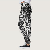 zwarte witte mandala handgetekende digitale kunst leggings (Links)