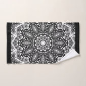 Zwarte witte mandala, kaleidoscoop, rond ornament bad handdoek (Handdoek)