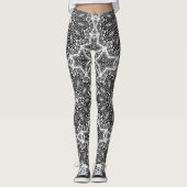 Zwarte witte mandala, kaleidoscoop, rond ornament leggings (Voorkant)