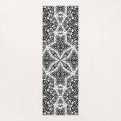 Zwarte witte mandala, kaleidoscoop, rond ornament yogamat (Achterkant)