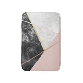 Zwarte witte marmer Geometric Blush Roze Rose Gold Badmat (Voorkant Verticaal)