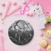 Zwarte & Witte Marmer Modern Glam Trendy Party Papieren Bordje (Feest)