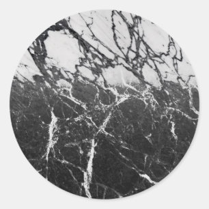 Zwarte & Witte Marmer Modern Glam Trendy Party Ronde Sticker
