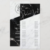 Zwarte witte marmer Salon Business Price List Menu (Voorkant / Achterkant)