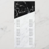 Zwarte witte marmer Salon Business Price List Menu (Voorkant)