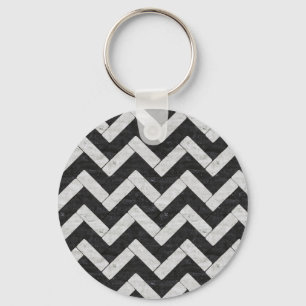 Zwarte witte marmerstrepen met deken sleutelhanger