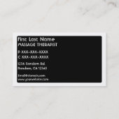 Zwarte witte massage Therapistische visitekaartjes (Achterkant)