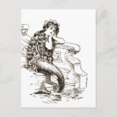  zwarte witte mermaïde tekening briefkaart (Voorkant)