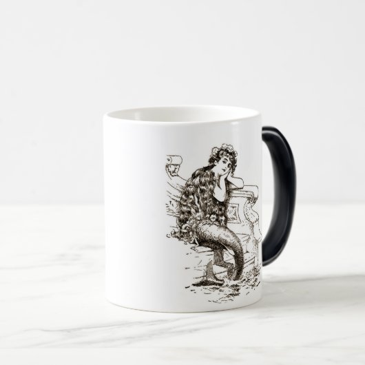 zwarte witte mermaïde tekening magische mok (Voorkant rechts)