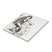zwarte witte mermaïde tekening tegeltje (Zijkant)