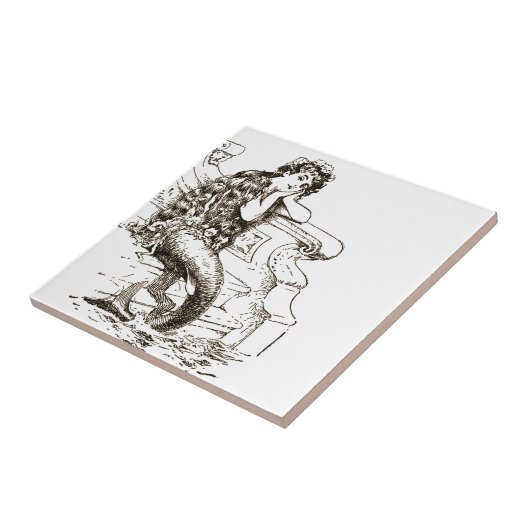 zwarte witte mermaïde tekening tegeltje (Zijkant)