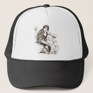 zwarte witte mermaïde tekening trucker pet