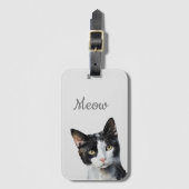 Zwarte witte miauw kat bagagelabel (Voorkant (verticaal))