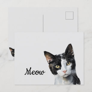 Zwarte witte miauw kat briefkaart