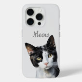 Zwarte witte miauw kat Case-Mate iPhone case (Achterkant)