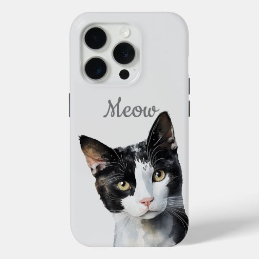 Zwarte witte miauw kat Case-Mate iPhone case (Achterkant)