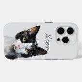 Zwarte witte miauw kat Case-Mate iPhone case (Achterkant (horizontaal))