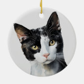 Zwarte witte miauw kat keramisch ornament (Achterkant)