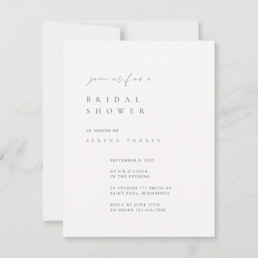 Zwarte & Witte minimalistische bridale Shower-uitn Kaart (Voorkant)