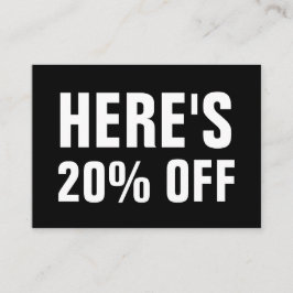 Zwarte & witte, minimalistische, eenvoudige kortin kortingskaartje