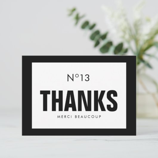 Zwarte & witte Mode DANK U NOTA-KAART Bedankkaart (Staand voorkant)