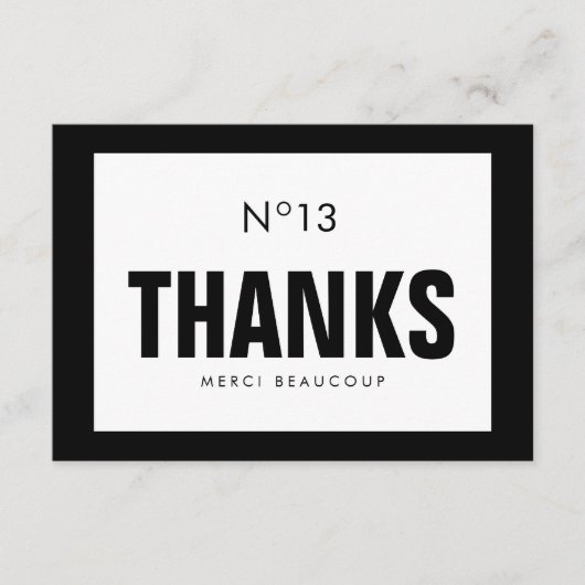 Zwarte & witte Mode DANK U NOTA-KAART Bedankkaart (Voorkant)