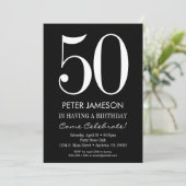 Zwarte & Witte Modern Volwassendag Uitnodigingen (Staand voorkant)