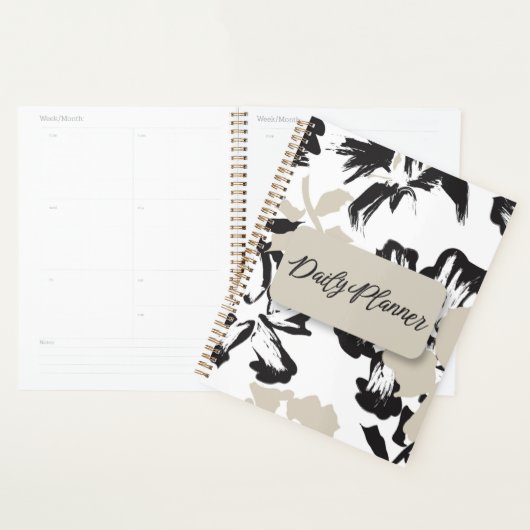 Zwarte Witte Moderne Abstracte Esthetiek Planner (Display)