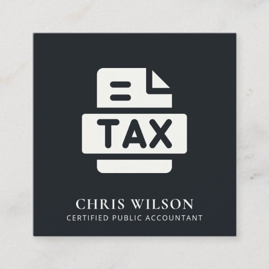 ZWARTE WITTE MODERNE BELASTING TERUGKERNVOORBEREID VIERKANTE VISITEKAARTJE (Voorkant)