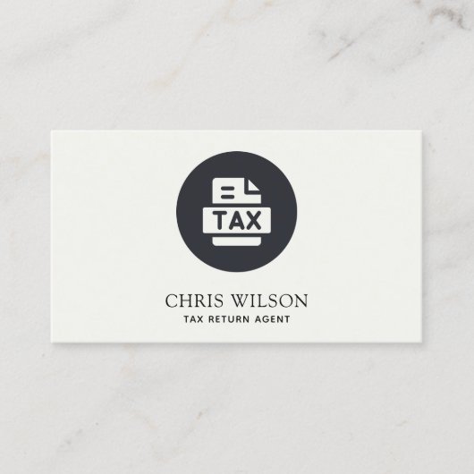 ZWARTE WITTE MODERNE BELASTING TERUGKERNVOORBEREID VISITEKAARTJE (Voorkant)