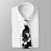 Zwarte witte moderne bloemen blaast stropdas (Gebonden)