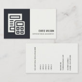 ZWARTE WITTE MODERNE CALCULATOR ICON ACCOUNTING TA VISITEKAARTJE (Voorkant / Achterkant)