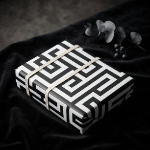 Zwarte Witte Moderne Geometrische Luxe Cadeaupapier